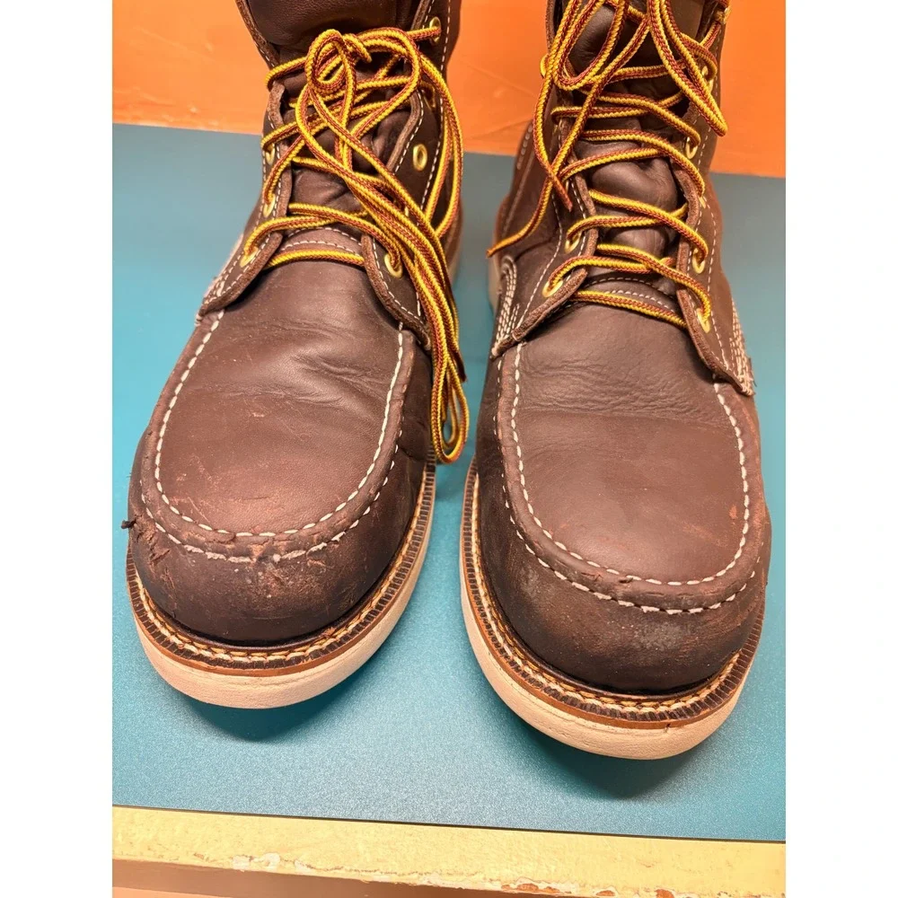 Thorogood Mens 13D 1957 Series Dark Brown Leather Moc Steel Toe Work Boots